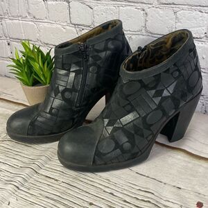 Fly London Black Geometric Heeled Boots